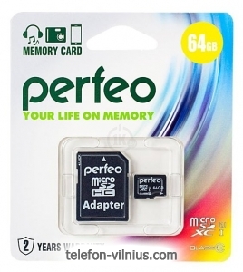 Perfeo microSDXC Class 10 UHS-I U1 64GB + SD adapter