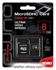 Qumo microSDHC class 10 UHS-I U1 8GB + SD adapter