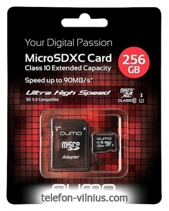 Qumo microSDXC Class 10 UHS Class 1 256GB + SD adapter