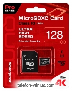 Qumo microSDXC class 10 UHS Class 3 128GB + SD adapter