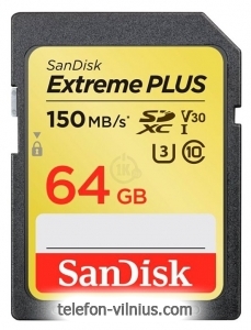 SanDisk Extreme PLUS SDXC Class 10 UHS Class 3 V30 150MB/s 64GB