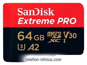 SanDisk Extreme Pro microSDXC Class 10 UHS Class 3 V30 A2 170MB/s 64GB + SD adapter