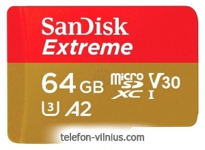 SanDisk Extreme microSDXC Class 10 UHS Class 3 V30 A2 160MB/s 64GB + SD adapter