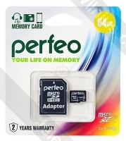 Perfeo microSDXC Class 10 UHS-I U1 64GB + SD adapter